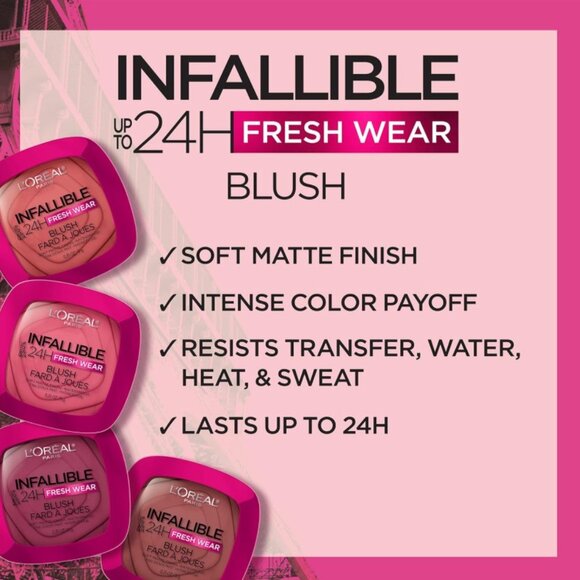 L'Oreal Infallible Up to 24H Fresh Wear Soft Matte Blush - #05 Fearless Coral - Picture 6 of 6